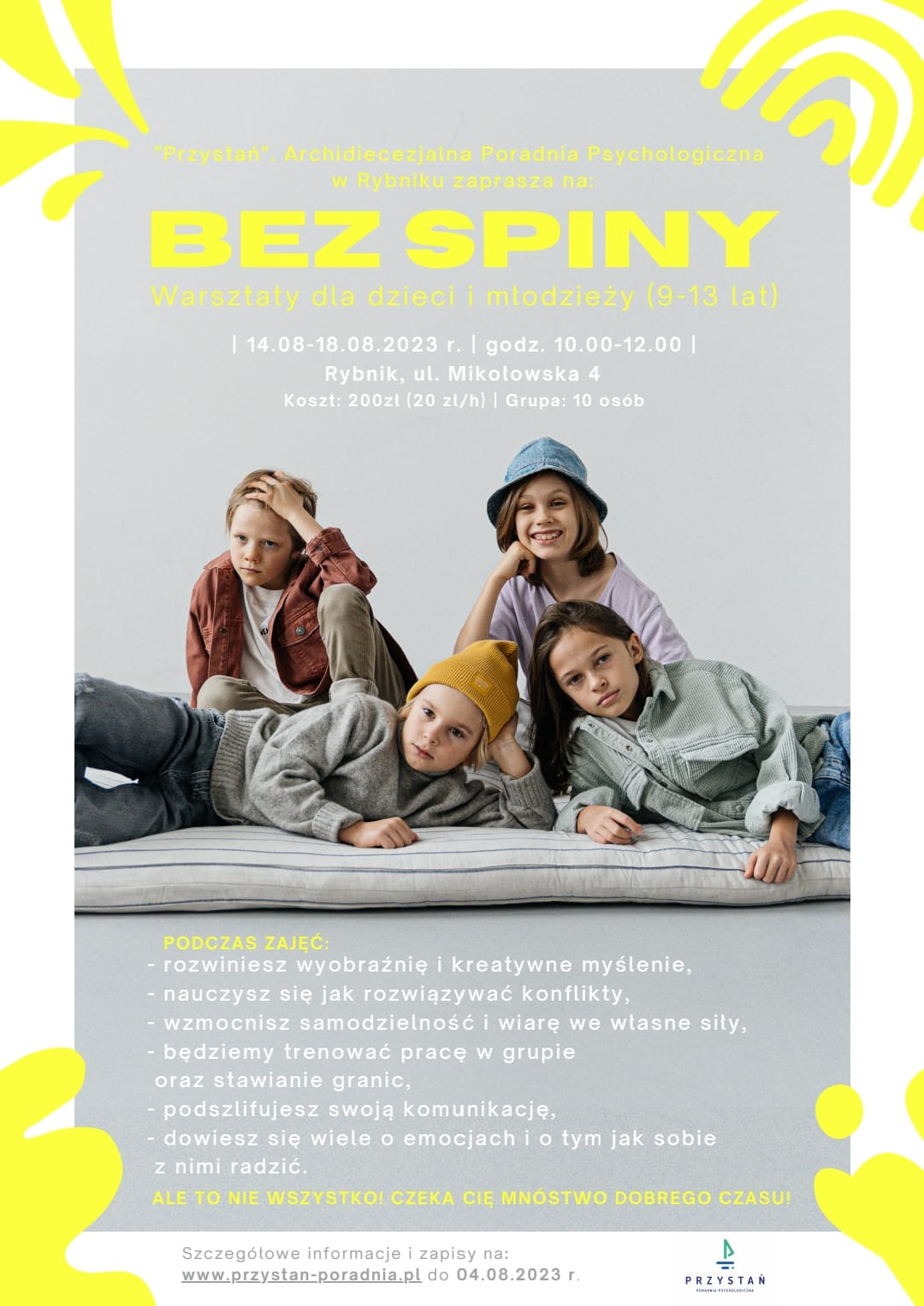 „Bez spiny” Warsztaty dla dzieci  i młodzieży (9-13 lat)